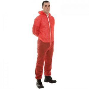 Coverall Non-Wov Red Medium - 50pieces