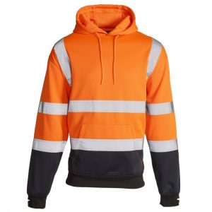 HI VIS 2 TONE HOODIE ORANGE/NAVY-Small-20 Pcs