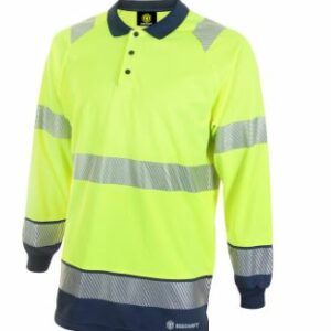 HVTT015SY Hi Viz Long Sleeve Polo Two Tone