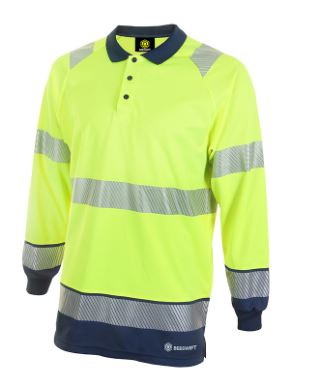 HVTT015SY Hi Viz Long Sleeve Polo Two Tone