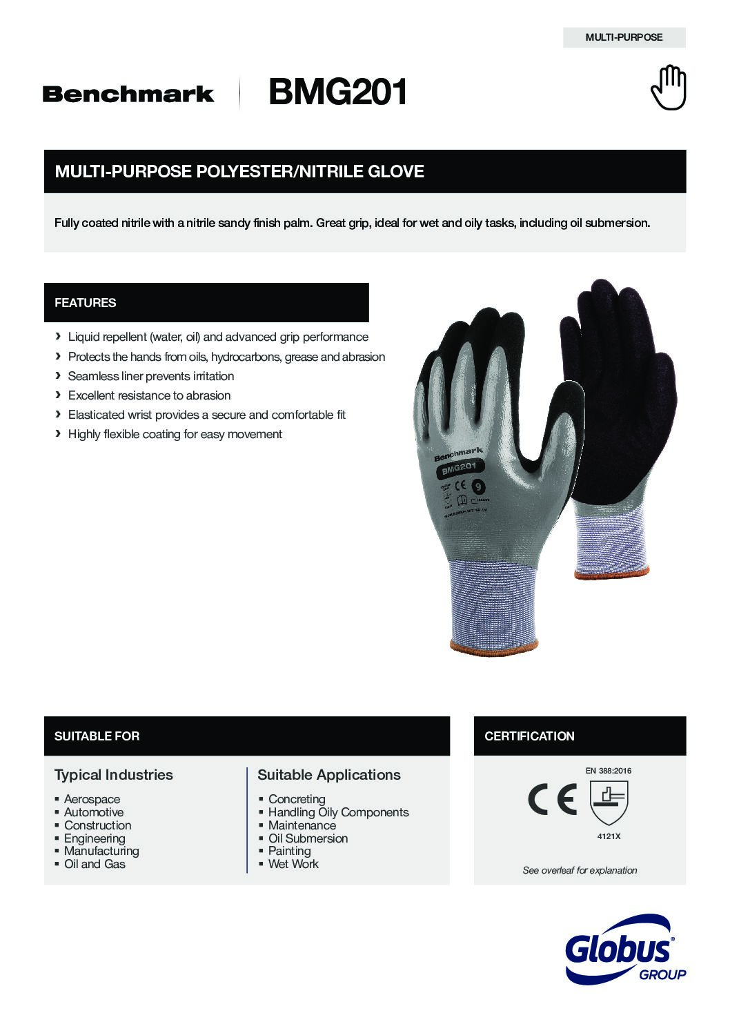 BMG201 Globus Fully Coated Nitrile Glove - Image 2